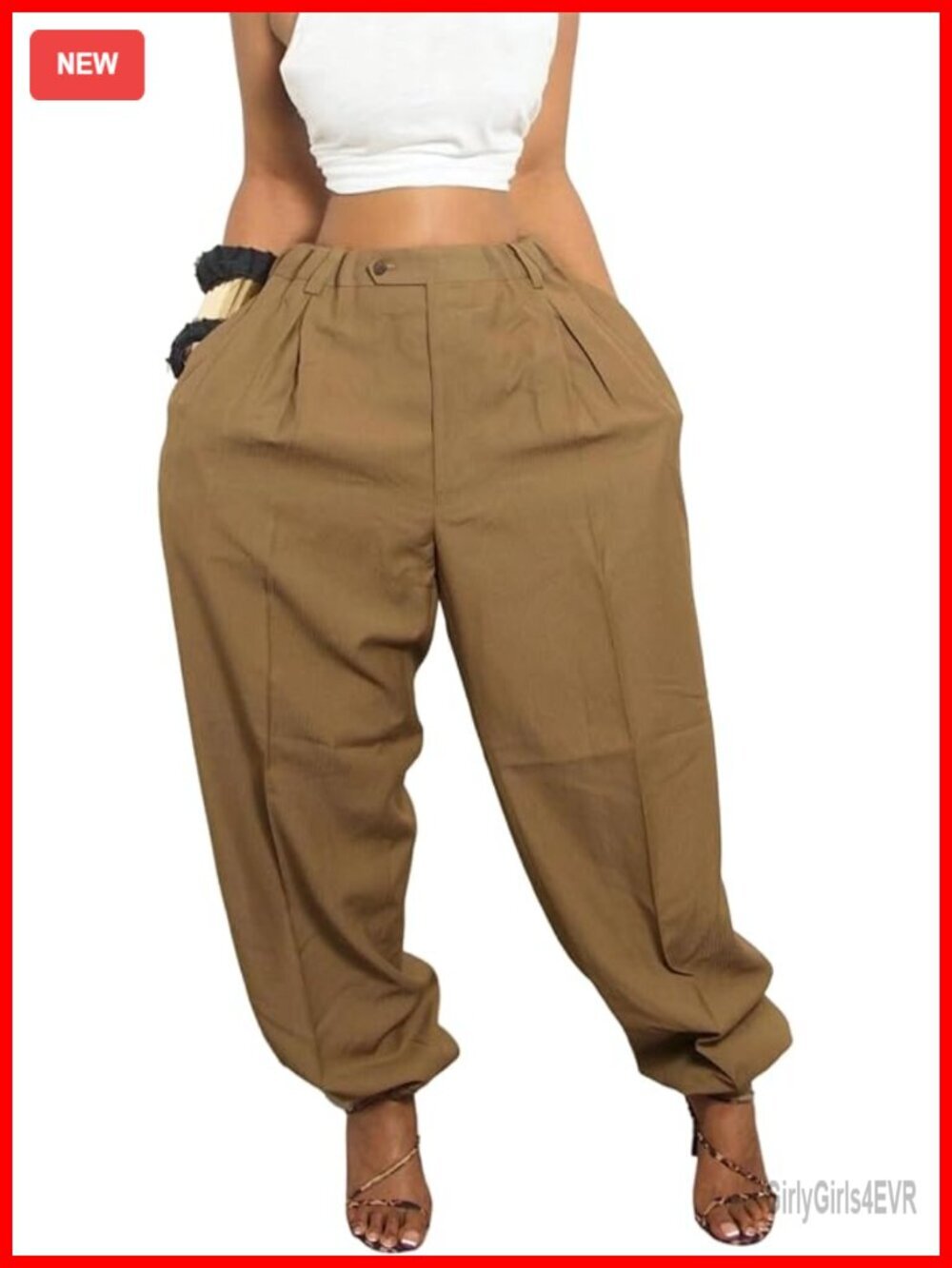 Harem Pants Elastic High Waist Yoga Boho Trousers with Pockets
